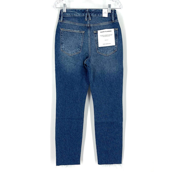 Good American Good Crop Raw Hem Slim Jeans Blue 940 Size 4/27 NWT - Picture 4 of 8